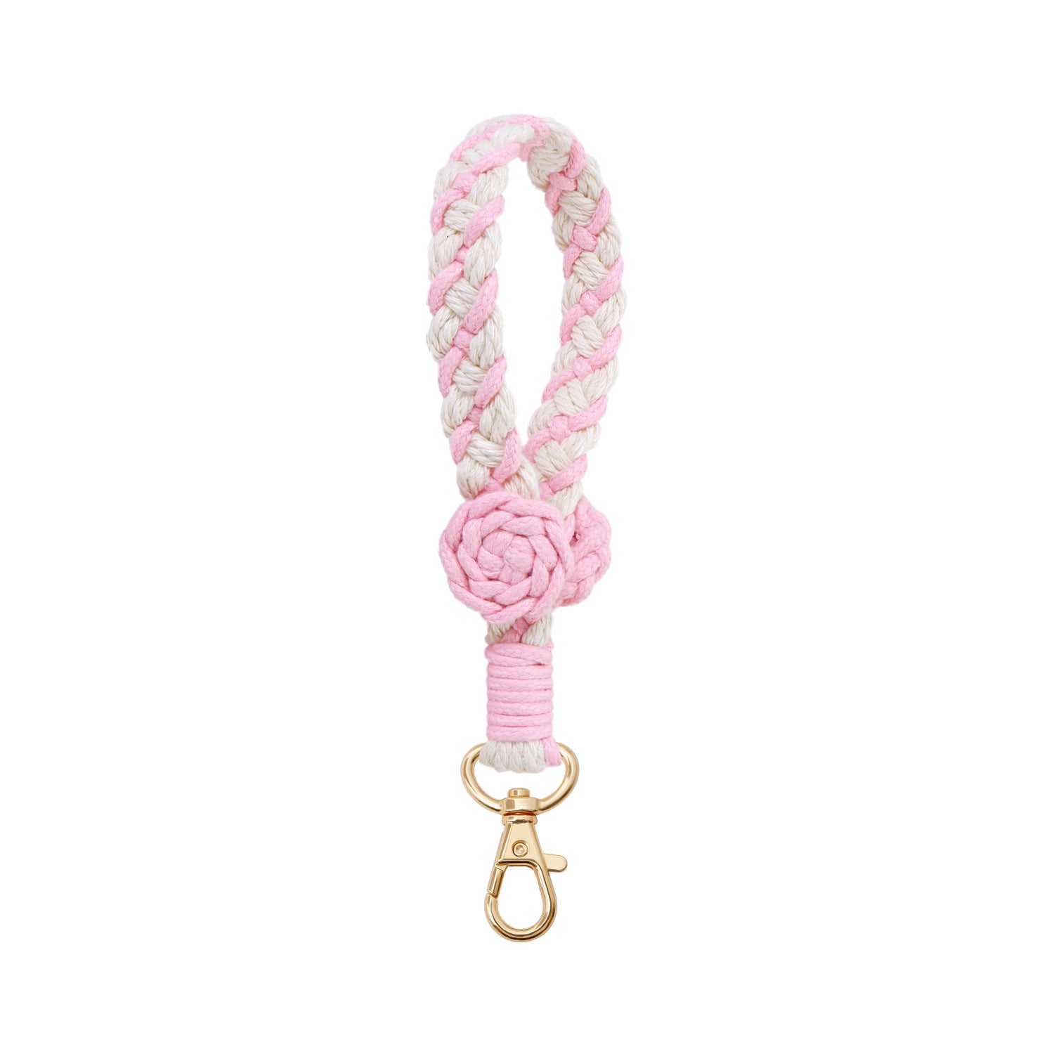 Wholesale Intangible Cultural Heritage Handmade Weaving High End Rural Style Rose Flowers Mobile Phone Hanging Rope Keychains